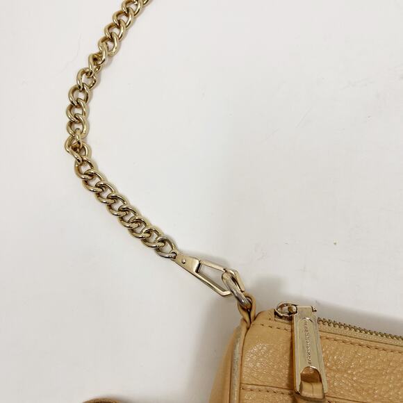 Rebecca Minkoff Nude Cream Mini Mac Crossbody Bag Chainlink Leather Zip Closure - Picture 11 of 16